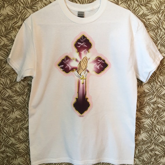 Praying Hands Cross Purple Pink T Shirt (sweatshirt, Hoodie