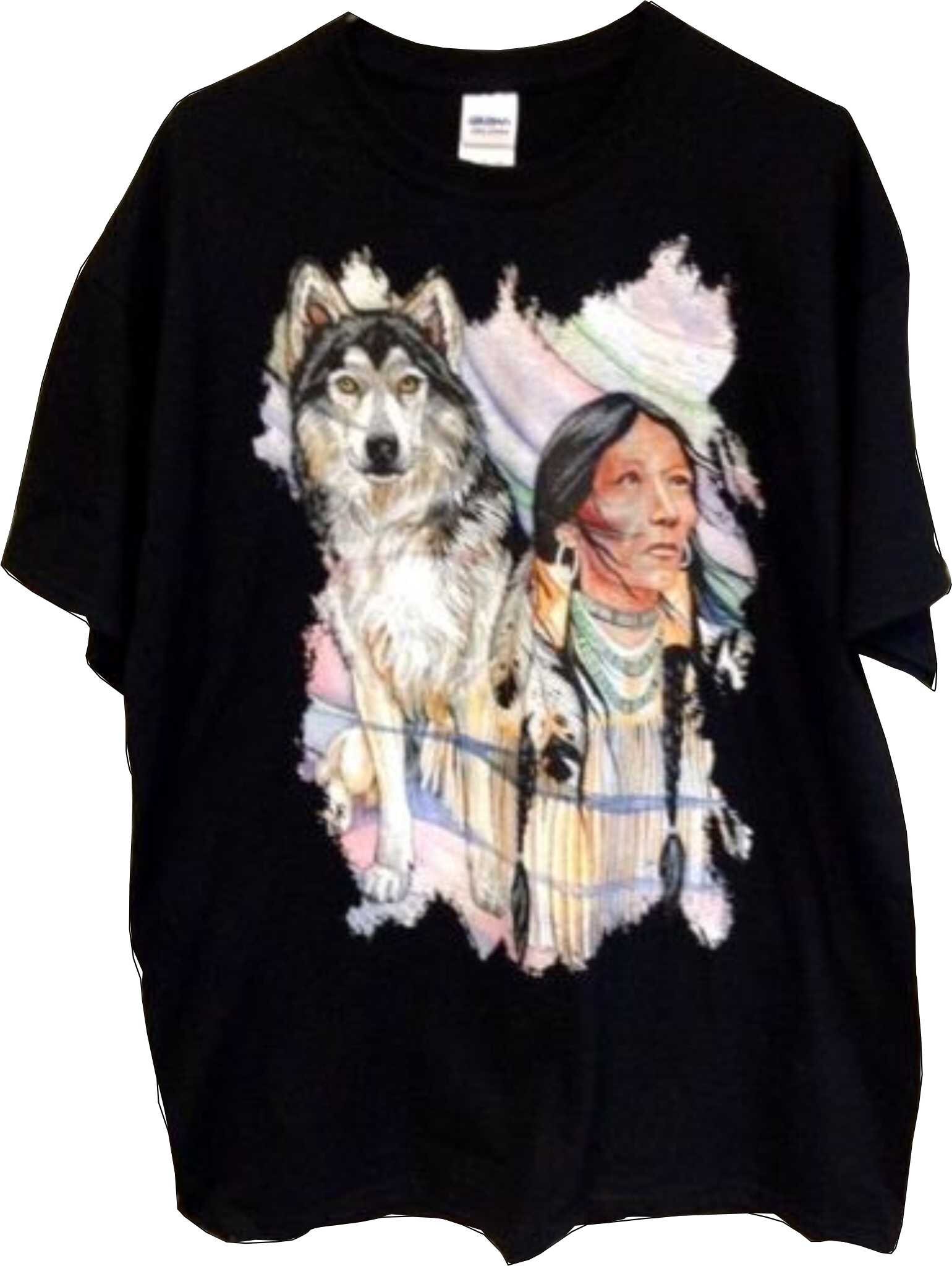 Indian Wolf T Shirt, Southwest Native American, (Sweatshirt, Hoodie Available on Request) #777c