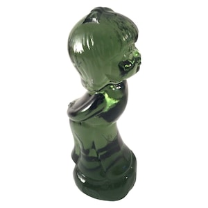 Vintage Fenton Green Art Glass Kissing Girl Figurine 4.5&quot;