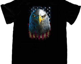 Eagle Stare T Shirt, USA Flag, (Sweatshirt & Hoodie Available on Request) 200o