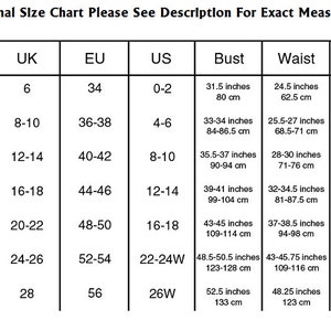 K&ouml;nnte beinhalten: Internationale Gr&ouml;&szlig;entabelle f&uuml;r Kleidung mit Ma&szlig;en in Zoll und Zentimetern. Die Gr&ouml;&szlig;en umfassen XS, S, M, L, XL, XXL und XXXL. Die Tabelle zeigt UK-, EU- und US-Gr&ouml;&szlig;en sowie Brust-, Taillen- und H&uuml;ftma&szlig;e.