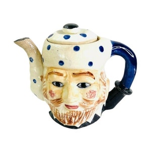 Teapot Vintage Toby Style Bearded Man Hand Painted Made in Japan 5&quot; x 7&quot;