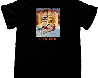 Camiseta vintage de chica pin-up, Warm Wishes (sudadera o sudadera con capucha disponibles a pedido) n.° 584