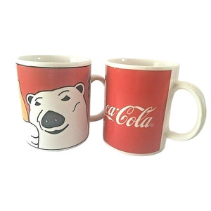 Coca - Cola Coffee Mugs by Gibson Set of 2 Polar Bear & Coke Logo Vintage