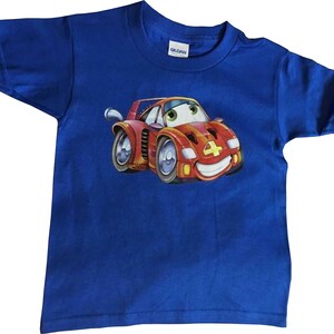 Camiseta de coche, camiseta de coche de carreras rojo 4 para niños, talla juvenil, n.° 422b