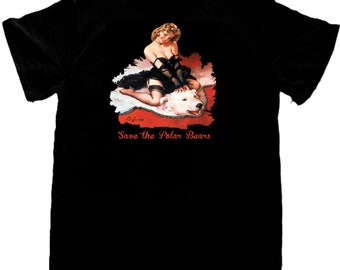 Vintage Pin Up Girl T-Shirt, Bären Teppich (Sweatshirt, Hoodie auf Anfrage erhältlich) #584c