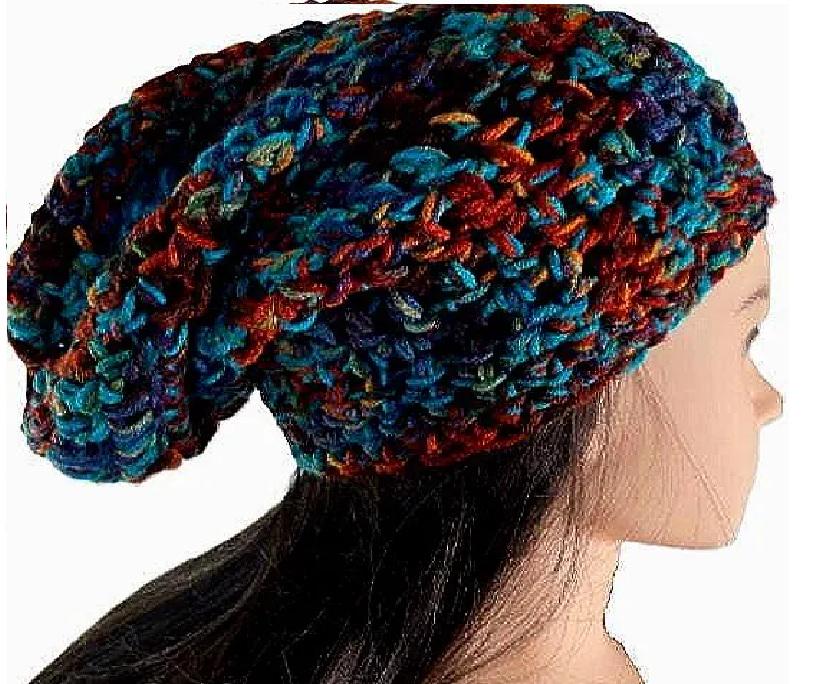 Crochet Slouchy Hat Slouch Beanie Snood Handmade Adult Size  display picture 2