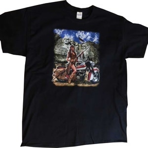 Mt Rushmore Motorcycle Scene T Shirt, (Sweatshirt, Hoodie Available on Request) #044