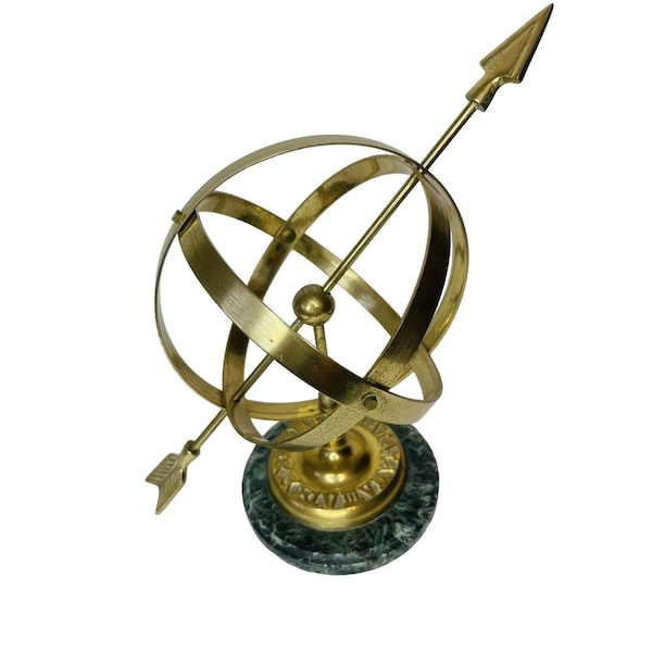 Armillary Sphere Astronomical Globe 10" x 6.5" Vintage Maritime Brass Marble