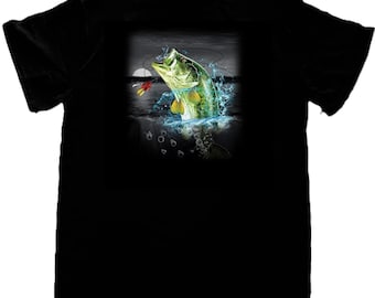 T-shirt de pêche, achigan en pleine nature, sweat-shirt, sweat à capuche disponible sur demande) #248w