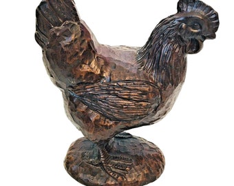 Chicken Folk Art Figurine Heavy Carved Resin Americana Farm Animal 6"