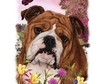 English Bulldog  T Shirt, Floral Dog, (Sweatshirt,  Hoodie Available On Request)  #821f