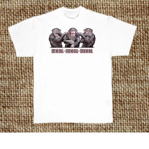 Camiseta de chimpancé, See Speak Hear No Evil (sudadera con capucha disponible a pedido) n.° 620