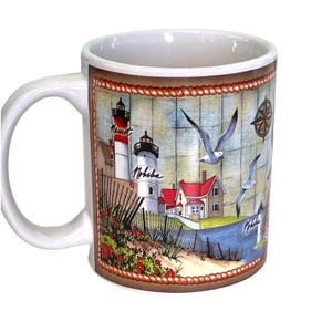 Lighthouse Mug Cape Cod and Area Map Coffee Tea Hot Chocolate 3.75&quot;