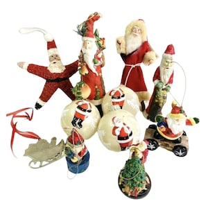 Christmas Ornament Lot Santa Figure Starfish Rockwell Porcelain Glass Resin 11pc