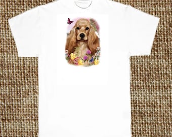 Cocker Spaniel T Shirt, Dog Floral (Sweatshirt, Hoodie Available on Request) #829d