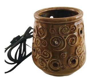 Scentsy Lamp Night Light  5" Brown with Swirl Pattern Bulb Included