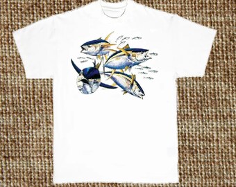 T-shirt thon à nageoires jaunes, pêche au poisson, (sweat, sweat à capuche disponible sur demande) #247oo