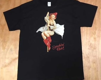 Camiseta Vintage Pin Up Girl, Firebelle, (sudadera, sudadera con capucha disponible bajo petición) #584a