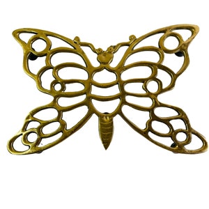 Vintage Brass Butterfly Trivet 8.5” x 6”