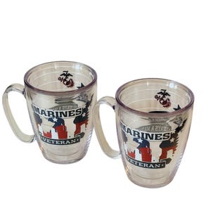 USMC Tervis Tumbler Mug Set United States Marine Veteran 17oz 4.75&quot; x 3.5&quot;