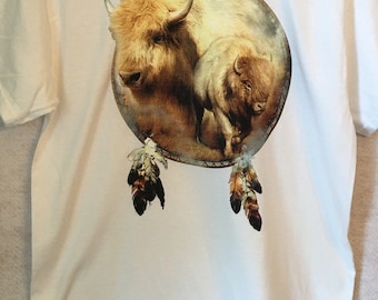 White Buffalo T Shirt, Bison Spirit Shirt, (Sweatshirt, Hoodie Available on Request) #298c