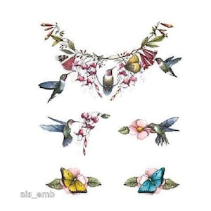 Hummingbird T Shirt, Hummingbird & Butterfly Flower Floral, (Sweatshirt, Hoodie Available on Request) #791d