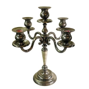 Candelabra Vintage Silver Plate Candelabra For 5 Tapered Candlesticks 14.5&quot; T 13&quot; W