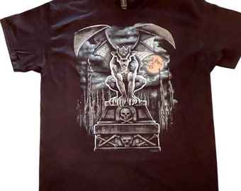 Gargoyle T Shirt, Gargoyle Moon Garden Statue Shirt, (Sweatshirt or Hoodie Available on Request)  #675o