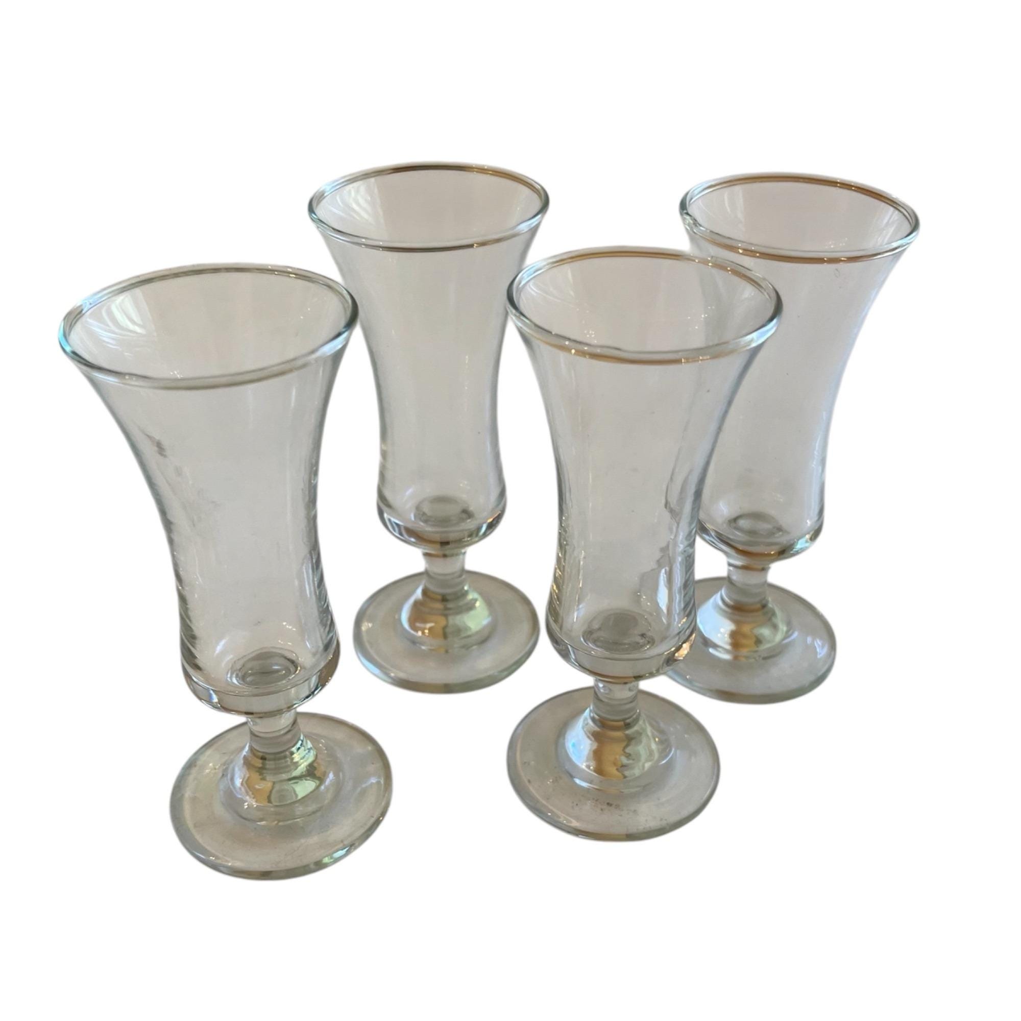 Sherry or Cordial Glass Set of 4 Vintage Stemmed Tulip Shape 4.25' Clear 1.5 oz
