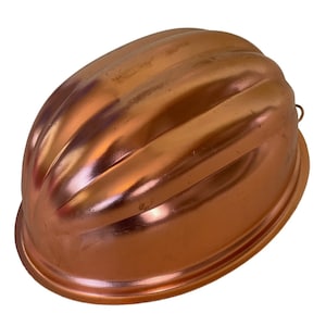 Vintage Copper Jello Gelatin Mold Oval Melon Shape 7.25&quot; x 6&quot;  Retro Kitchen