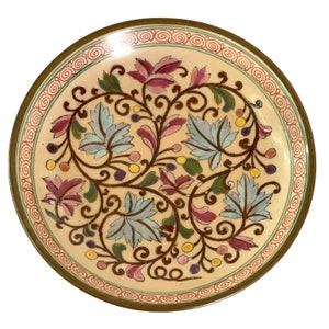 Macau H.F.P. Chinese Porcelain Bowl Floral Pattern 7.75&quot; x 1.5&quot; Beige and Brown