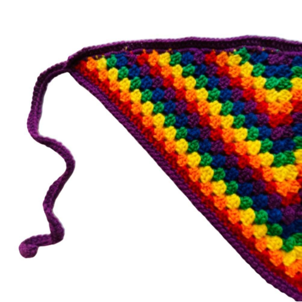Bandana Head Wrap Crochet Rainbow Colors Granny Stitch 