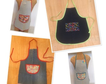 Child's Apron Youth 7-12 and 8-14 for Kid's Cooking Baking Crafting Gardening Various Colors and Patterns