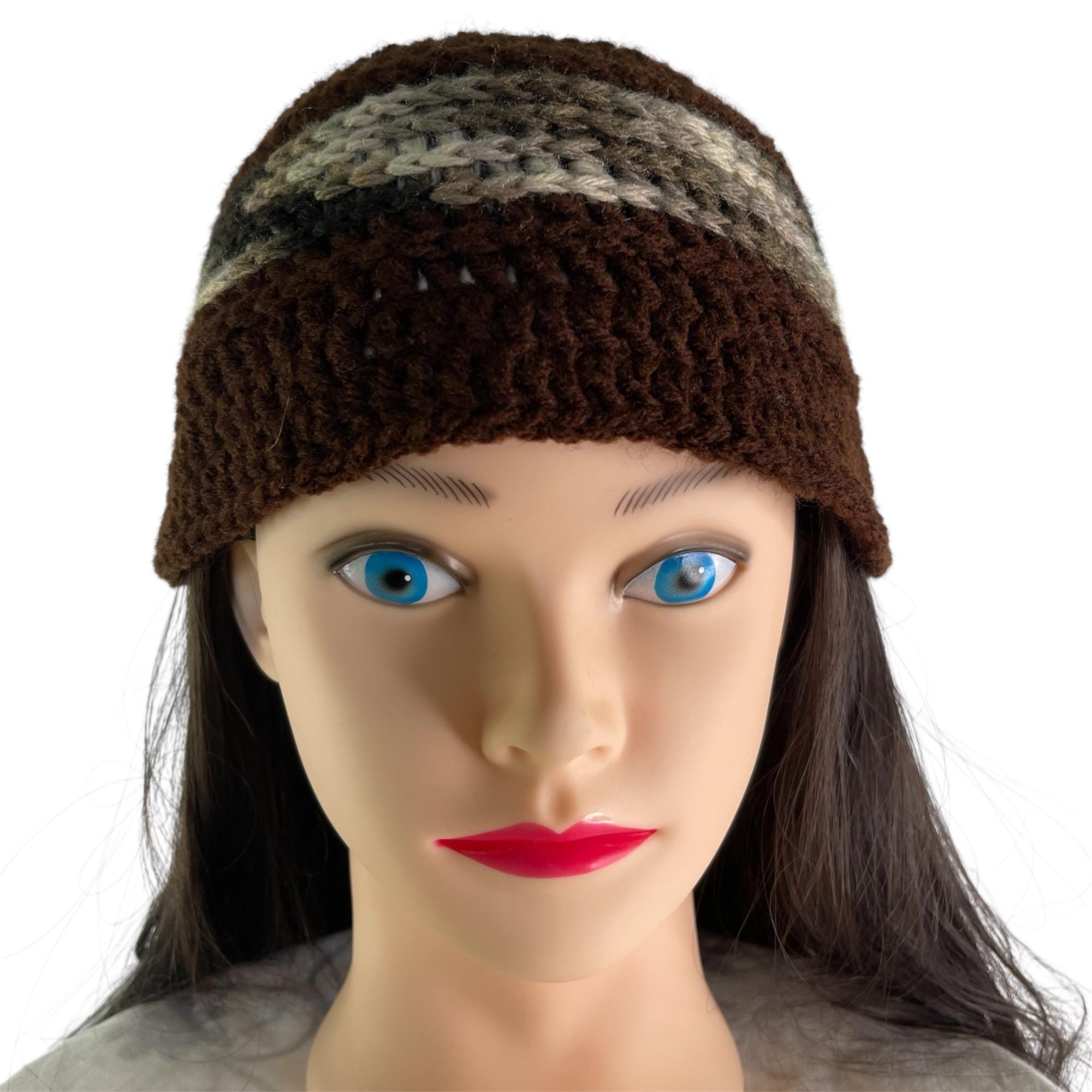 Crochet Bucket Beanie Hat Granny Square Pattern Brown Handmade New Foldable Crochet African Flower Bucket Hat Pattern: Beginner Friendly  main image 4