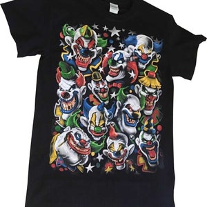 Clown T Shirt, Scary Colored Clowns,  (Sweatshirt,  Hoodie Available On Request) #673o