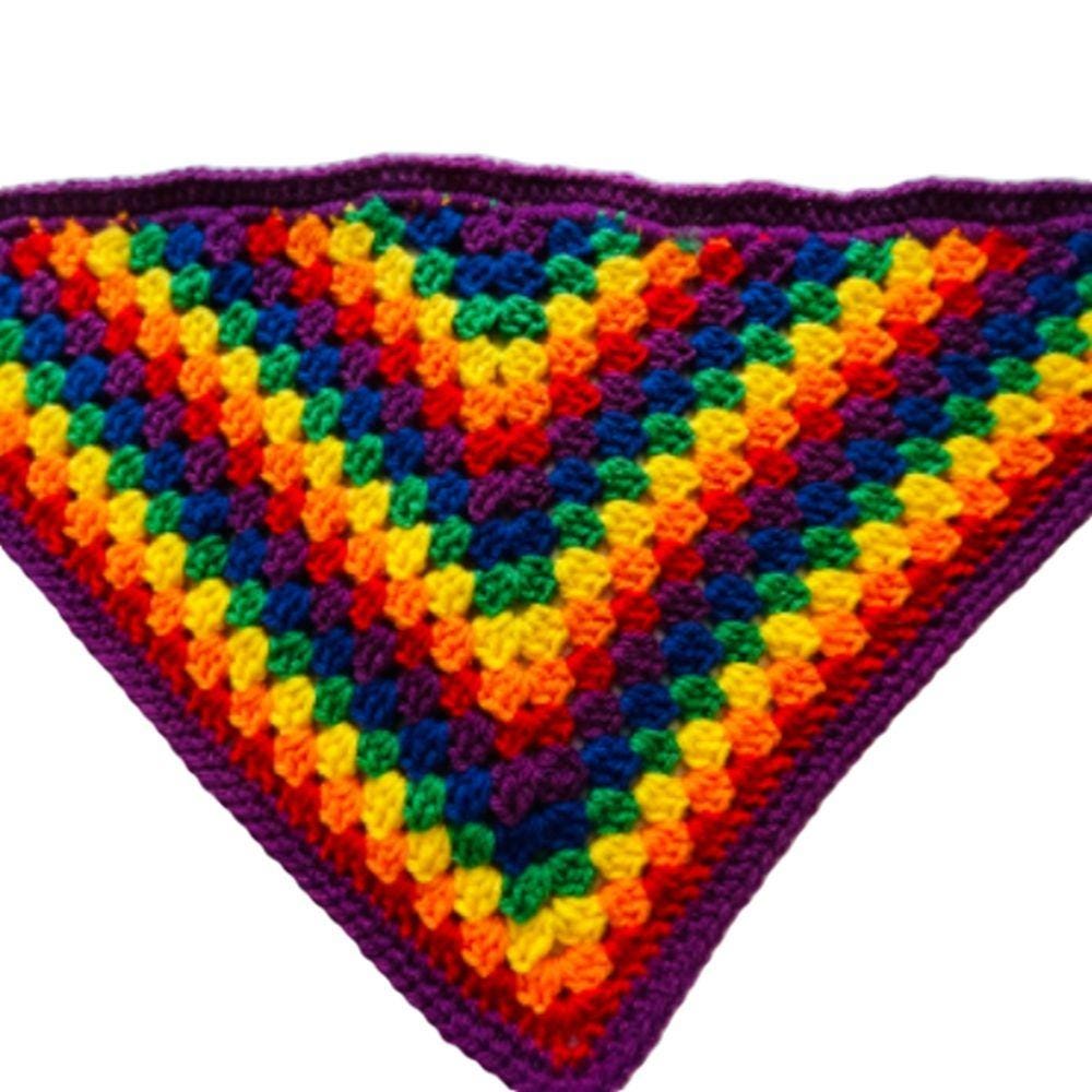 Bandana Head Wrap Crochet Rainbow Colors Granny Stitch  display picture 2