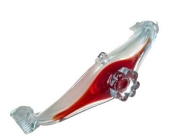Vintage MCM Murano Glass Gondola Ashtray Ruby Red and Clear Sommerso Italian Art