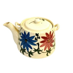 Vintage Japanese Teapot Hand Painted Flowers 4&quot; Tall Very Old