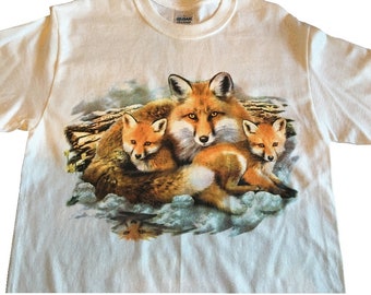 Fox T Shirt, Red Fox Family, (Sweatshirt, Hoodie Available on Request)   #271c