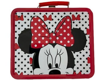 Disney Minnie Mouse blikken lunchbox Loungefly opvouwbaar handvat 8" x 7" x 3,75"