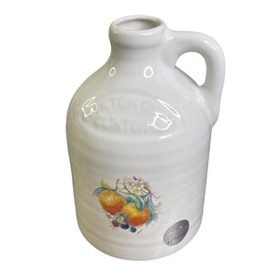 Jarra de cerámica blanca vintage de gres de Harris Potteries Clinton China Chicago de 9 pulgadas.