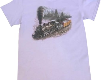 Train T Shirt, Pigeon Peak Locomotive Steam Engine, (Sweatshirt,  Hoodie Available On Request) #744a