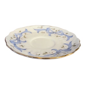 Vintage Aynsley Bone China Saucer Blue Ribbons and Vines December Rose England