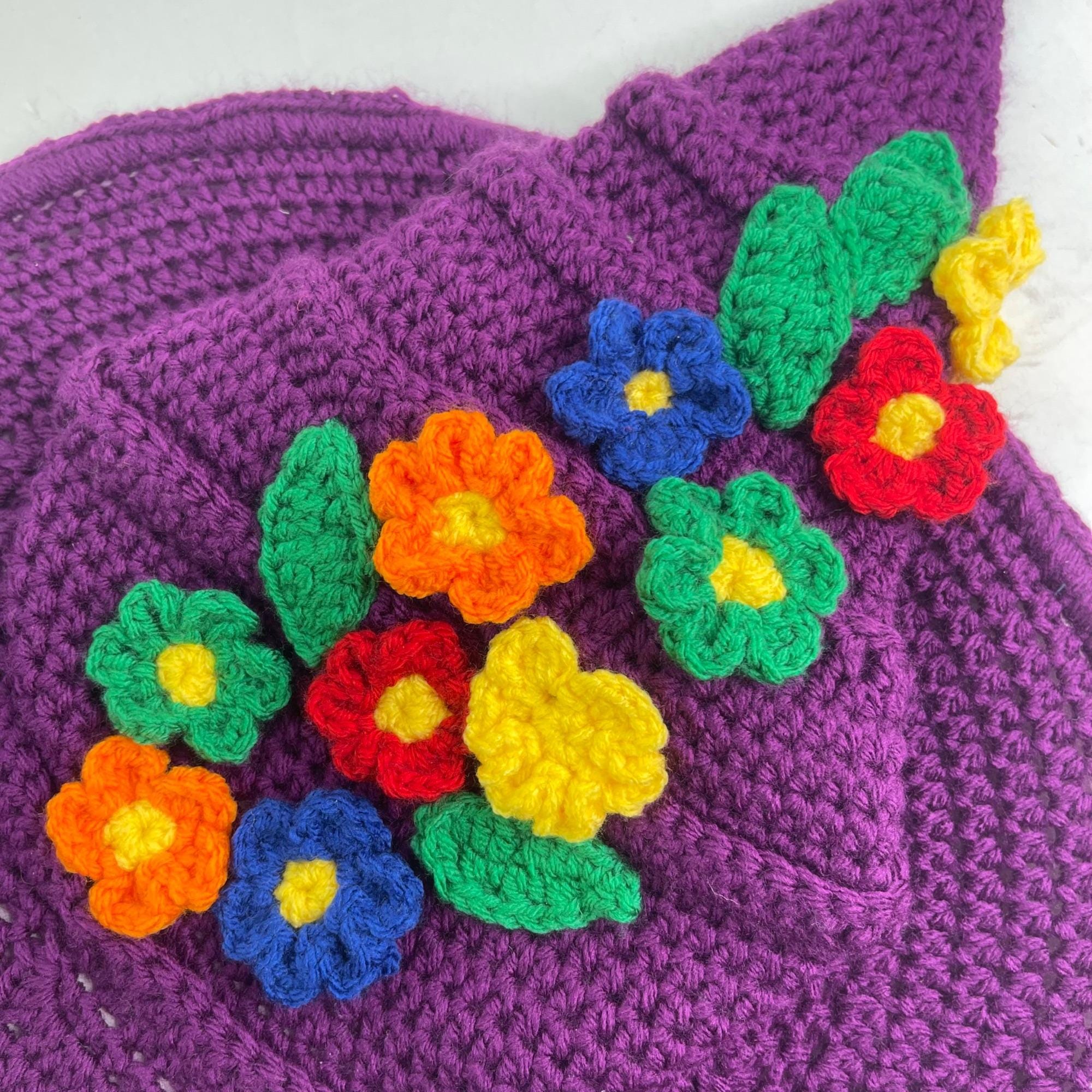 Crochet Witch Wizard Hat Purple W/ Red Orange Yellow Green  display picture 2