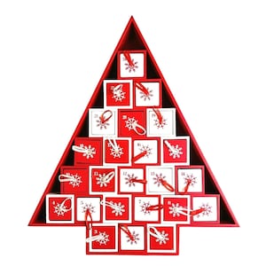 Advent Calendar Wood Christmas Tree 24 -1.5" Drawer Boxes 15" x 13.5"