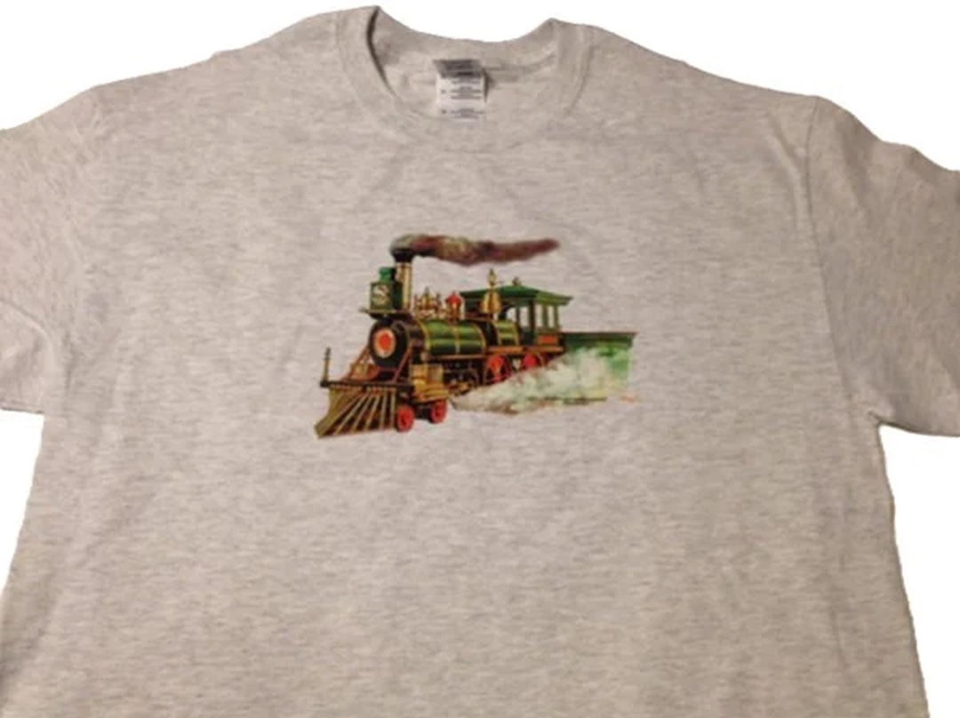 Still Plays With Trains Men's T-Shirt - 100% Organic Cotton Locomotive Design - View #2