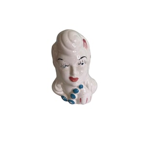 Lady Head Vase Glamour Girl 1940&#39;s Style Rock a Billy Vintage MCM Glam