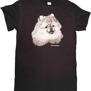 Spitz Hund T-Shirt, weißer Bommel auf schwarz (Sweatshirt, Hoodie auf Anfrage erhältlich) #893c