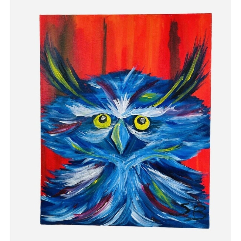 Paintings 2 Blue Owl Abstract Art Paintings Unframed Stretched Canvas